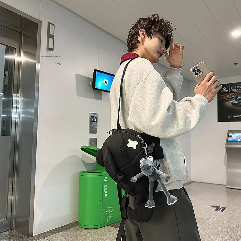 Single Warehouse Nylon Backpack Unisex White/Gray/Black-18