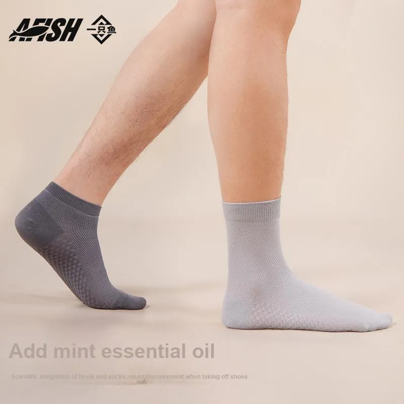 AFISH Mid Calf Socks Men's 5 Pack Shopping Bag-16