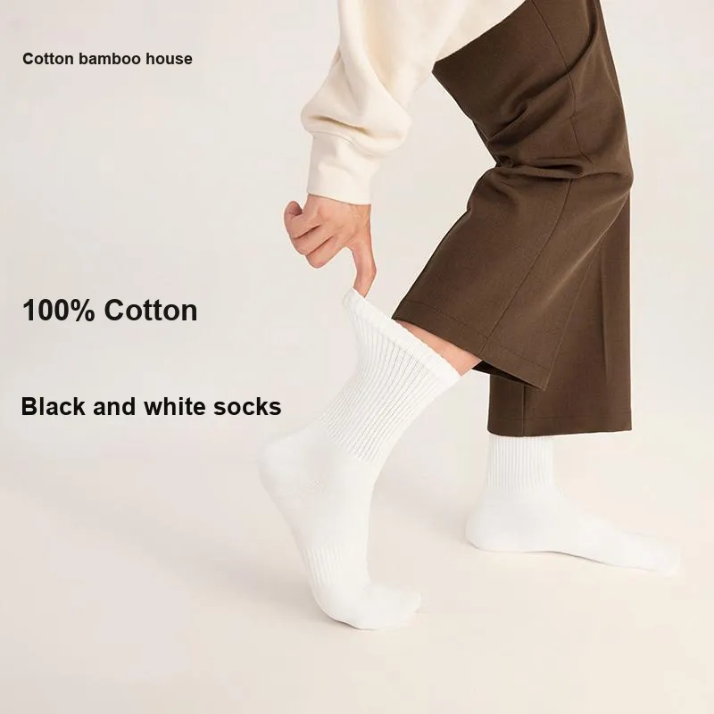 B&C.Room Mid Calf Socks Unisex 6 Pack Black White Gray-2