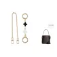 Round Buckle Black White Four-Leaf Clover+Decorative Chain 40cm Set