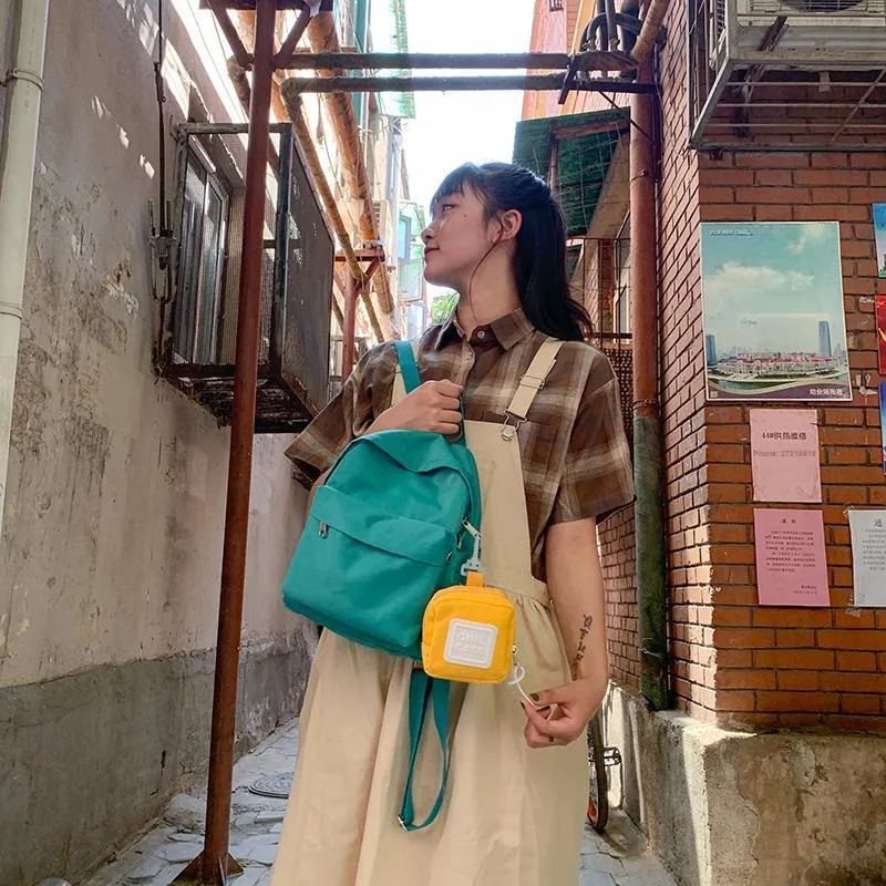 NX DOUGHNUT Nylon Backpack Unisex Black/Pink/Yellow/Orange/Green/Blue-13