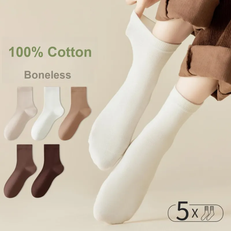MIIOW Mid Calf Socks Women's 5 Pack-2