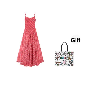 SOIE Slip Dresses Women's Red Plaid