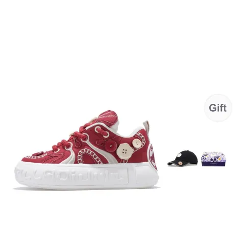Palladium Anti Slip And Wear Resistant Breathable Low Top Skateboard Shoes Unisex Burgundy