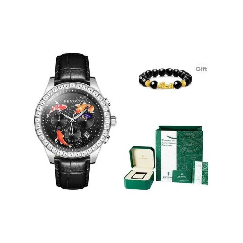 RENOVO Кварцевый механизм натуральная кожа ремешок часы унисекс черный циферблат