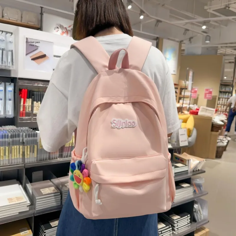 AIBAG Nylon Backpack Unisex White/Black/Blue/Pink-22
