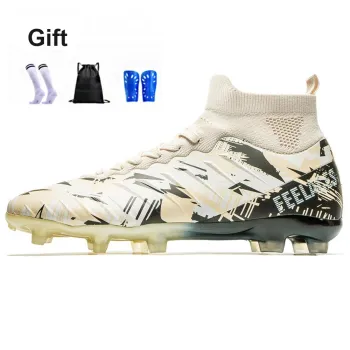 FEELACES FG Rubber Long Studs TF Rubber Broken Studs Artificial Ground, Natural Ground Soccer Shoes Unisex Beige Yellow