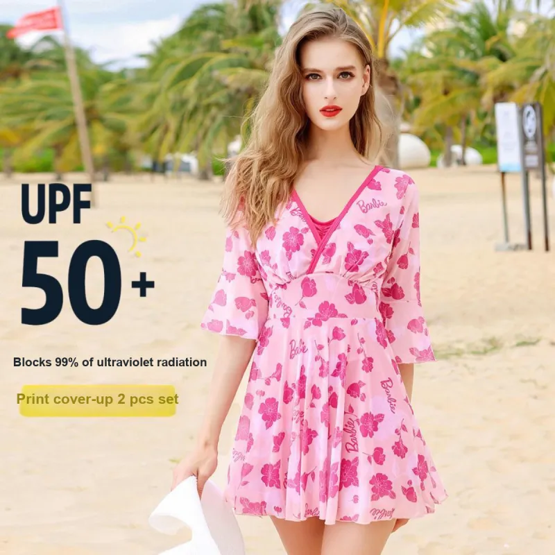 Barbie One piece Swimsuit Women's Pink Print-1
