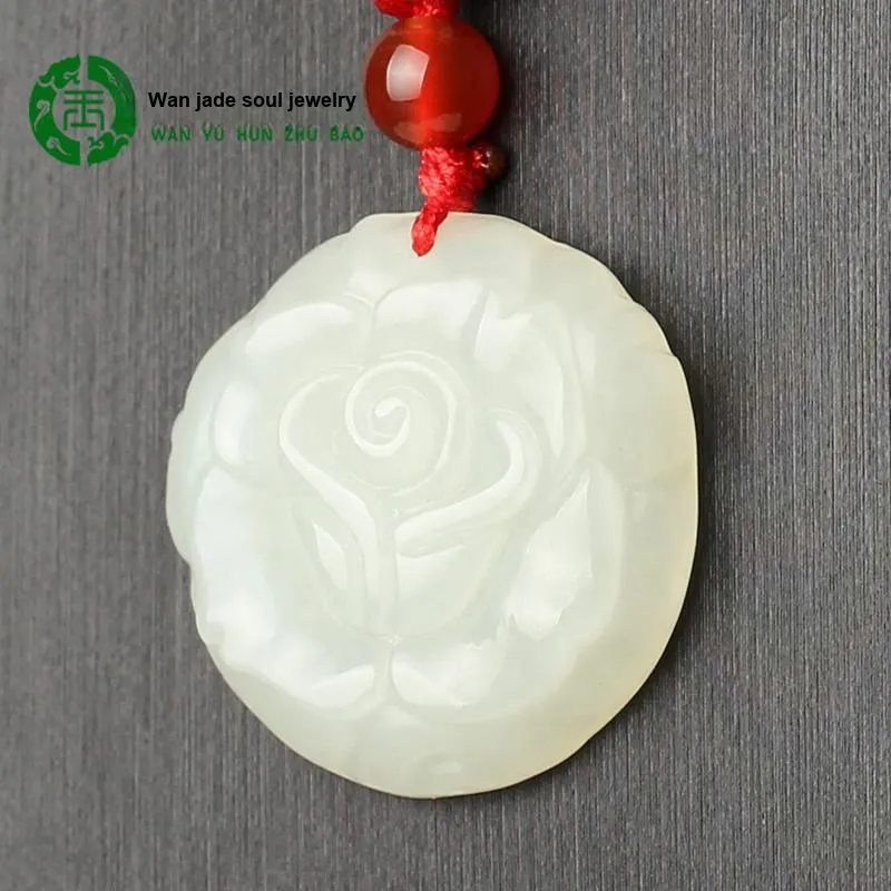 WANYUHUN Hetian Jade Pendants White Jade Unisex-6