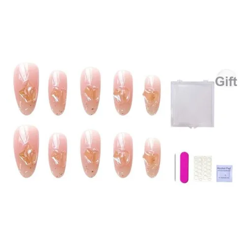 ORANOT Шампанское Night Luxurious Элегантность с Роскошью Fine Sparkles False Nail Средний LADDER Розовый Smudge 24mm