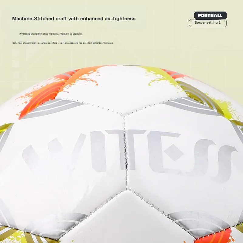 WITESS Size 5 Soccer PVC Machine Stitched Soccer Ball Unisex Multicolor Ink Splatter-9