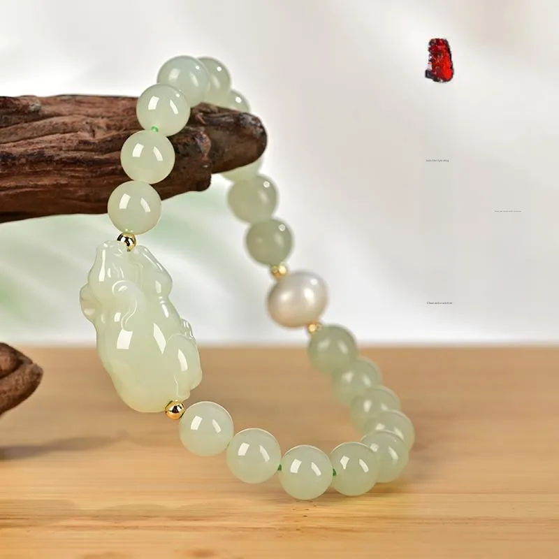 KUNYUYAO Chinese Zodiac Zodiac Year Bead Chain Beaded Bracelet White Jade Unisex-12