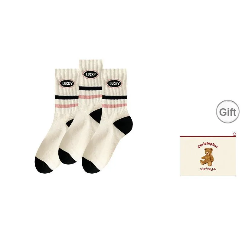 Caramella Mid Calf Socks Women's Shopping Bag Combo Set-13