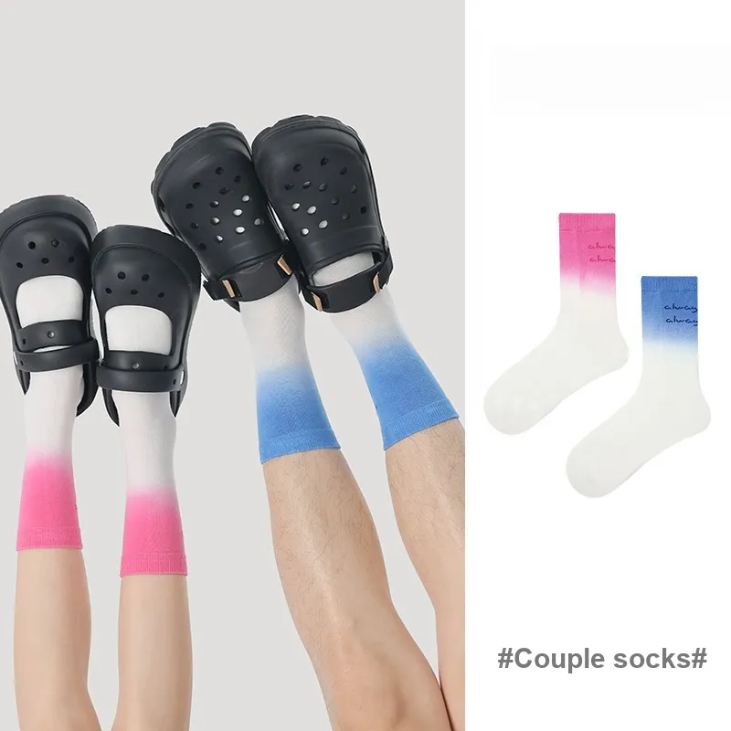 Vine Color Mid Calf Socks Unisex 4 Pack Pink Blue Dyeing-2