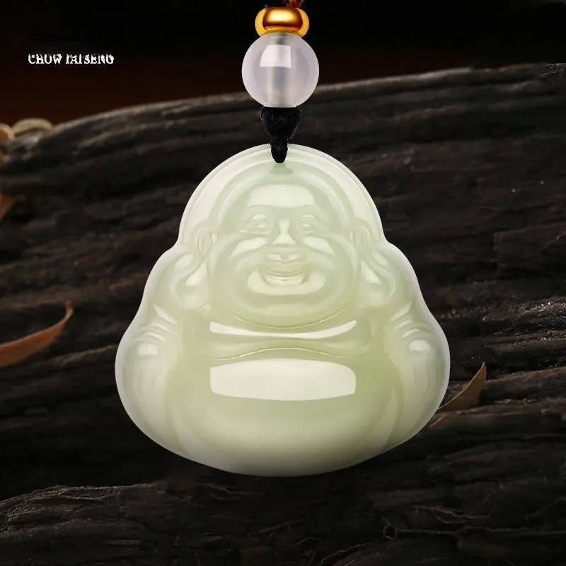 CHOW TAI SENG Hetian Jade Pendant, Gift Pale Greenish White Jade Unisex-7
