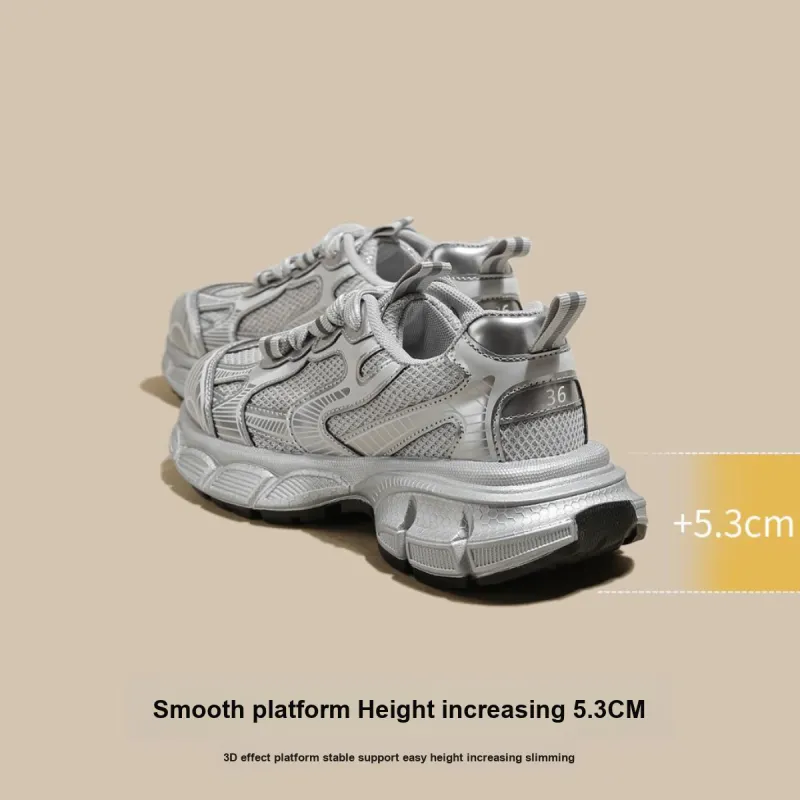 FOXER Slip Resistant Low Top Chunky Sneakers Women's Silver-4