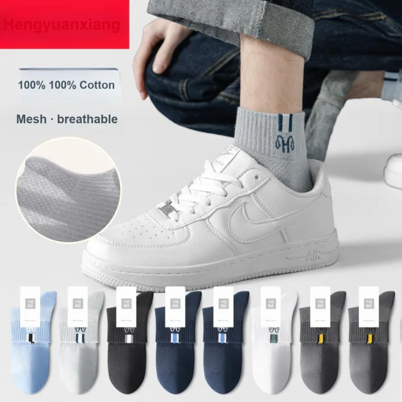 H YXIANG Mid Calf Socks Men's 6 Pack-7