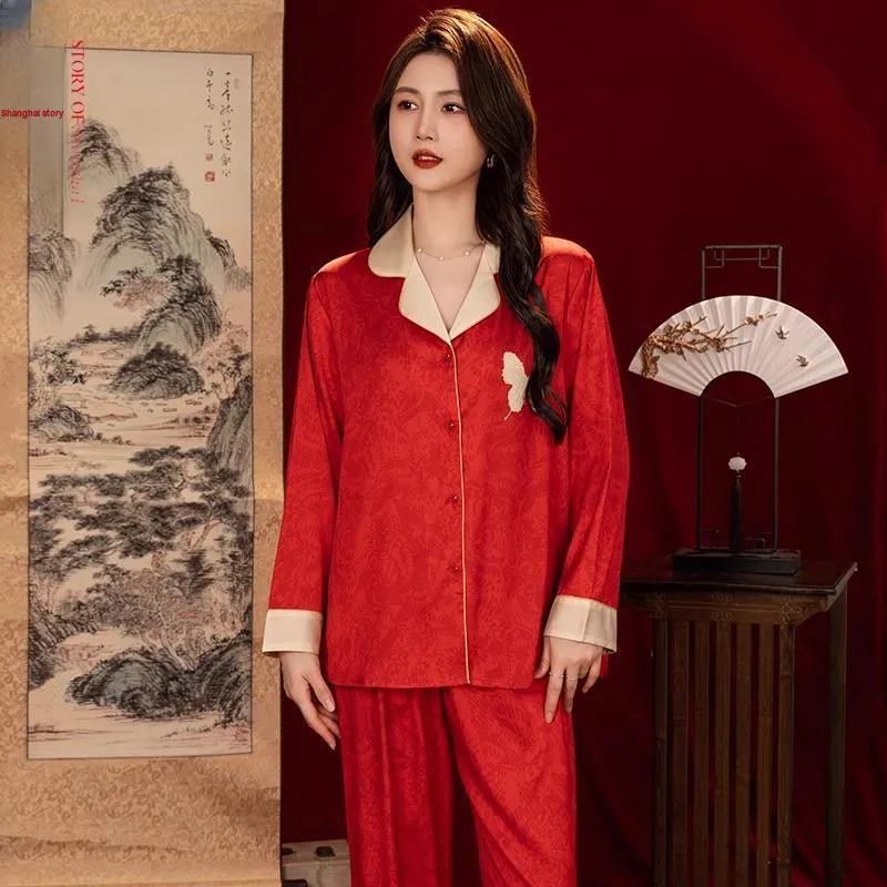 Shanghai Story Pajama Set Women's Gift Box Set Red-3