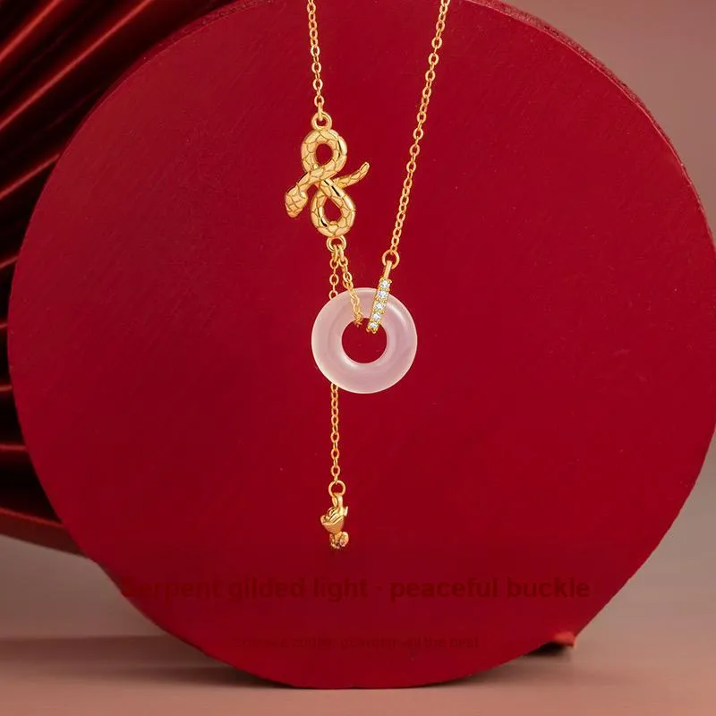 Artisan Lock Heart Jade Chalcedony Necklaces Unisex-1