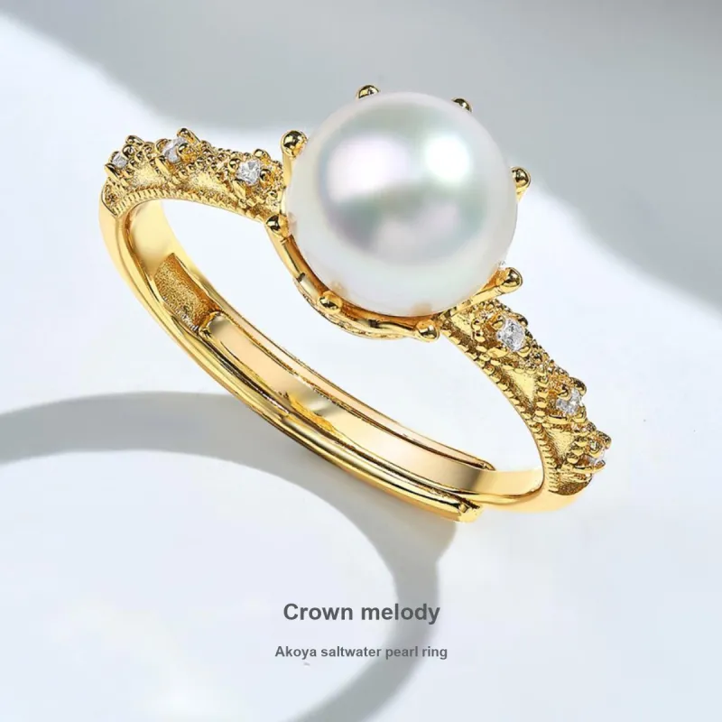 ME LUXE Pearl Ring Minimalist French Romantic Elegance Women's-3