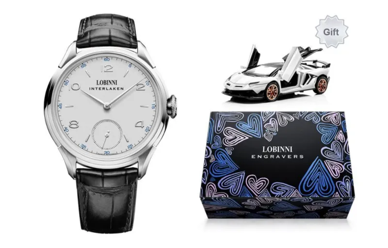 LOBINNI L Business Men's Watch Manual Mechanical Movement Cowhide Strap Watch Men's Watches White Dial-6