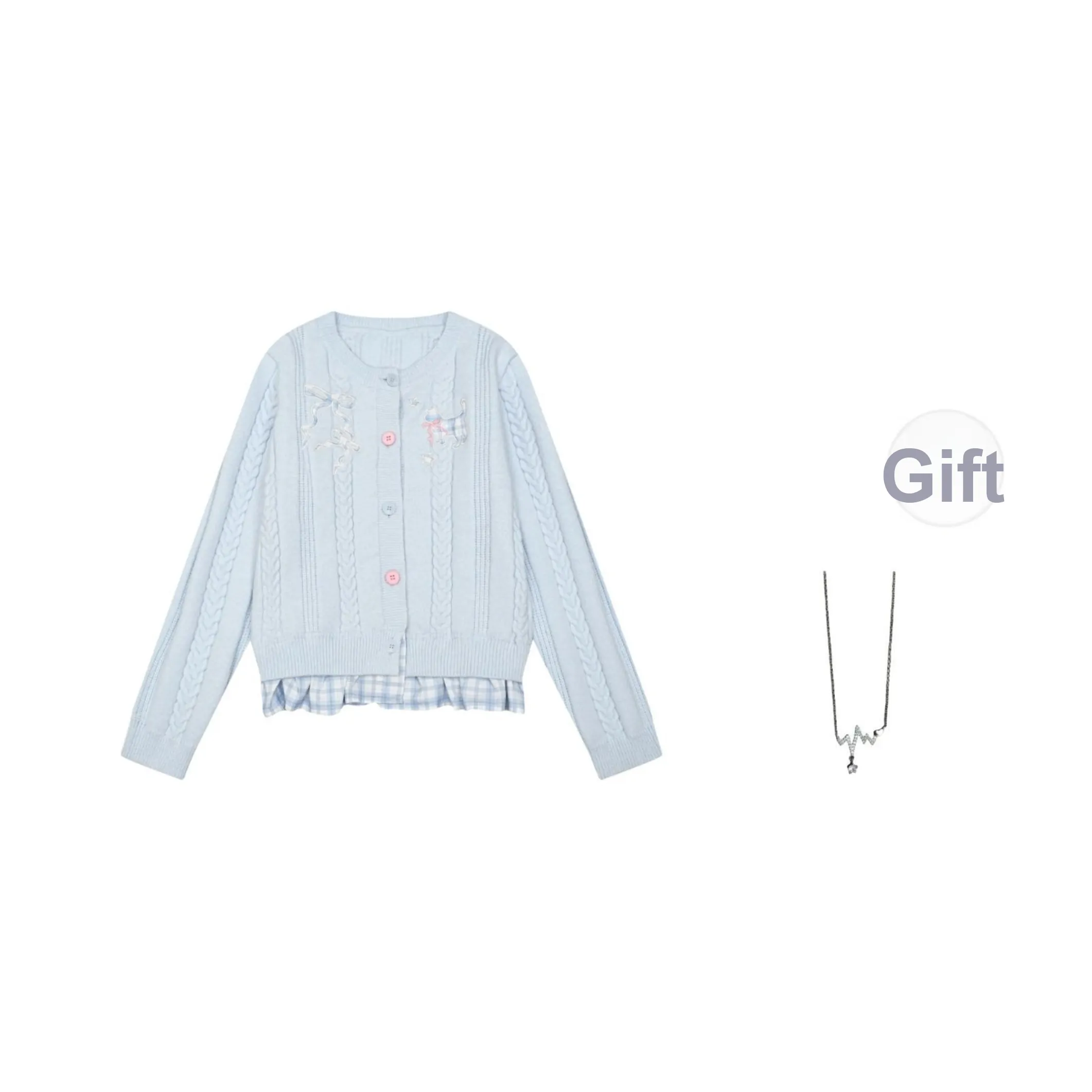 Giyu Светло-синий с ожерельем женский трикотаж