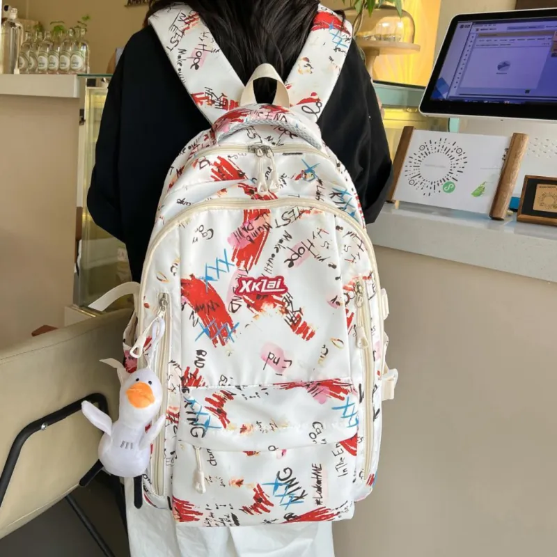 KAKAXI Composite Cloth Backpack Regular Unisex Red/Purple/Green/Dark Blue/Light Blue-2