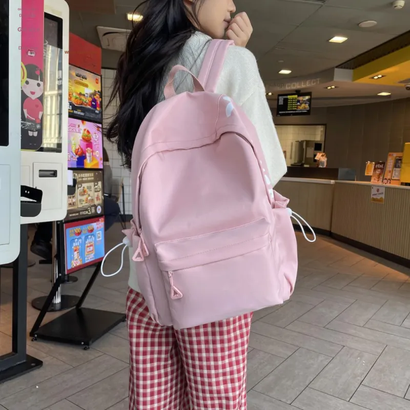 WICKBUEN Nylon Backpack Unisex White/Black/Pink-10