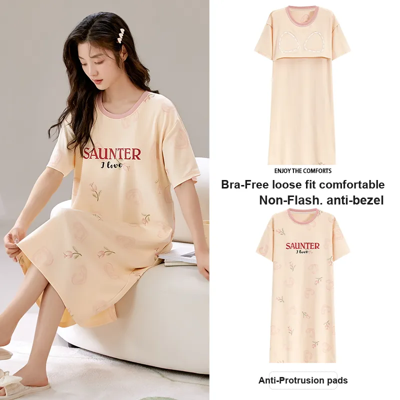 JINXU Nightgown Women's Apricot-2