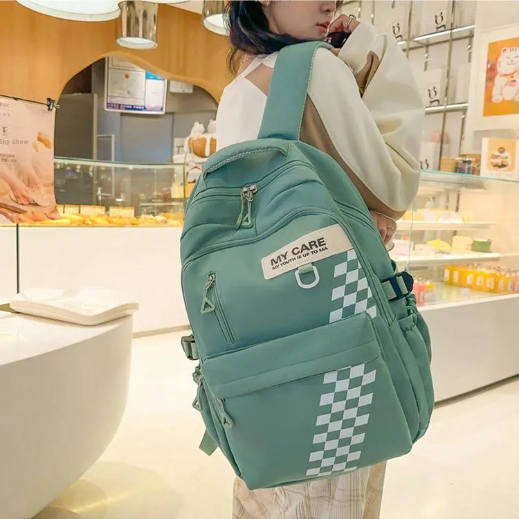 GEERDUN Nylon Laptop Backpack Unisex Black/Pink/White/Green-13