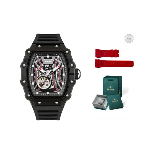 DEESIO Автоматический Механический Механизм Силиконовый Ремешок Часы Унисекс С Чертежом Черепа