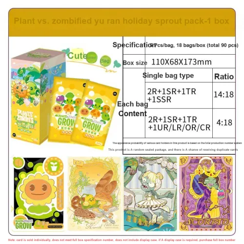 KAYOU Plant Vs. Zombies Leisure Holiday Sprout Package First Edition IP/Anime Cards 1 Box/18 Packs