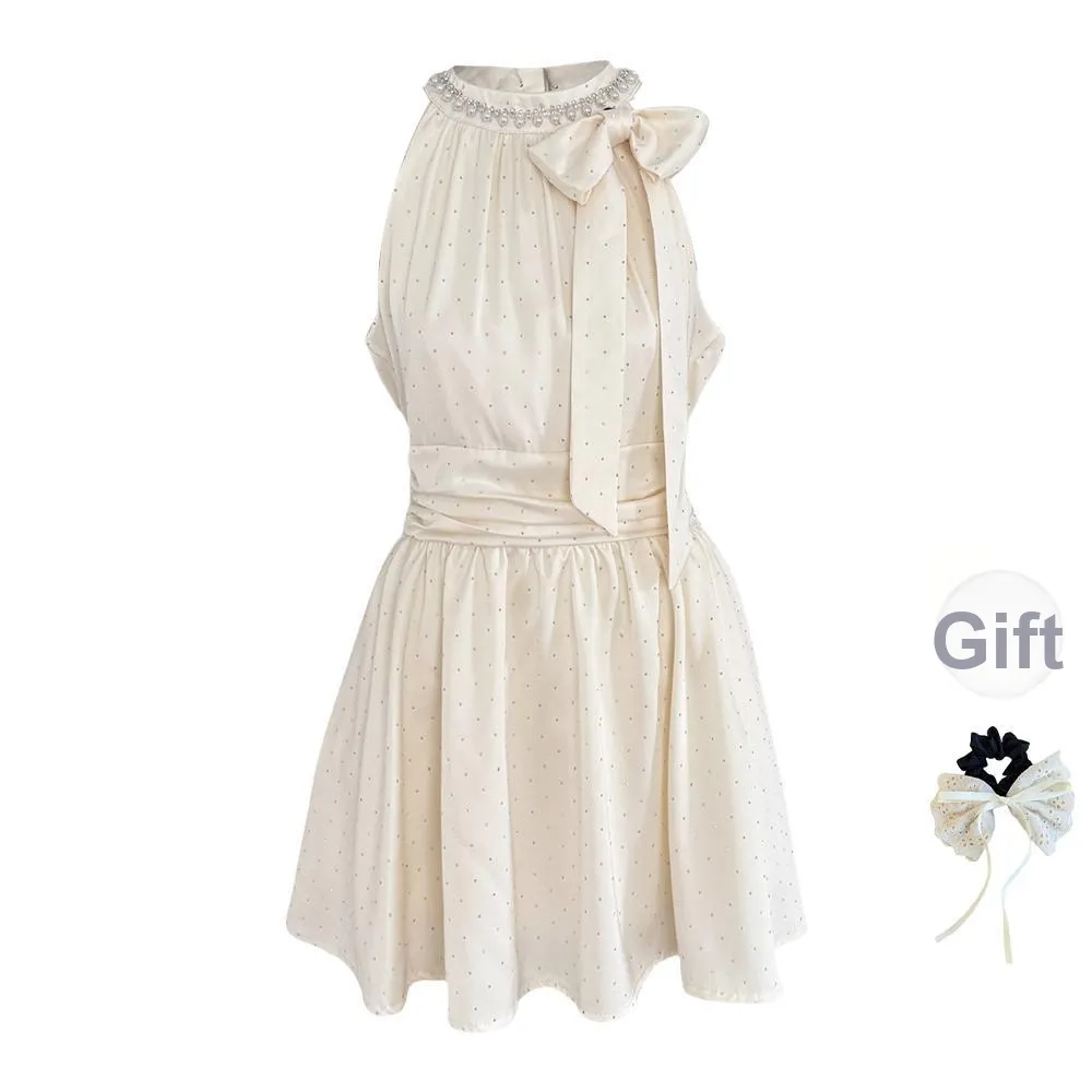 TUSHIFEI Sleeveless Dress Women's Champagne+Hair Tie Comes With