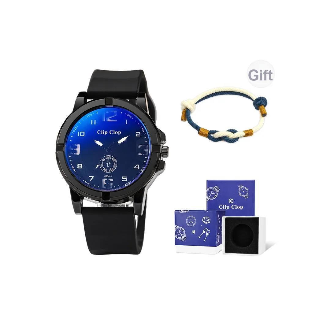 Clip Clop Кварцевый механизм силиконовый ремешок мужские часы синий циферблат