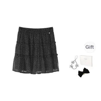 Fstudio Korean Style Polka Dot Soft And Elegant Outfit With Half Length Shirring Casual Short Skirts Women's