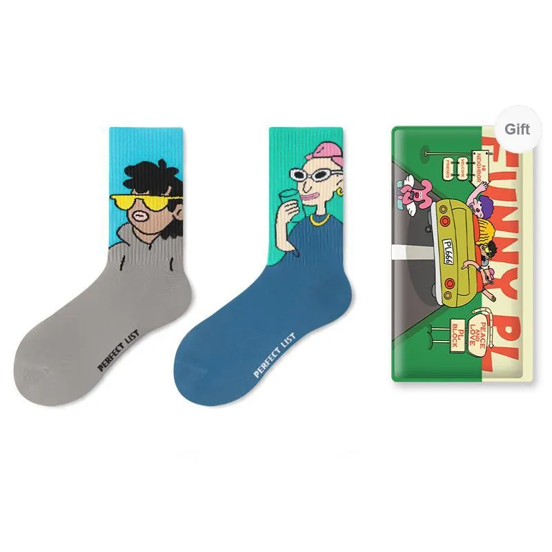 PL Mid Calf Socks Unisex Shopping Bag 2 Pack Mixed Color-11