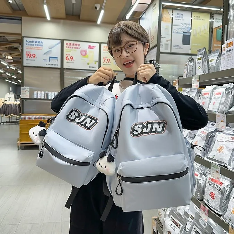 GOBLIN SHARKS 1759 Nylon Backpack Large Size Unisex White/Black/Khaki/Blue/Pink-20