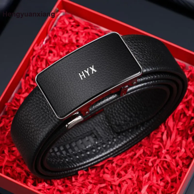H YXIANG Cow Leather Belts Men's 3.5cm-4