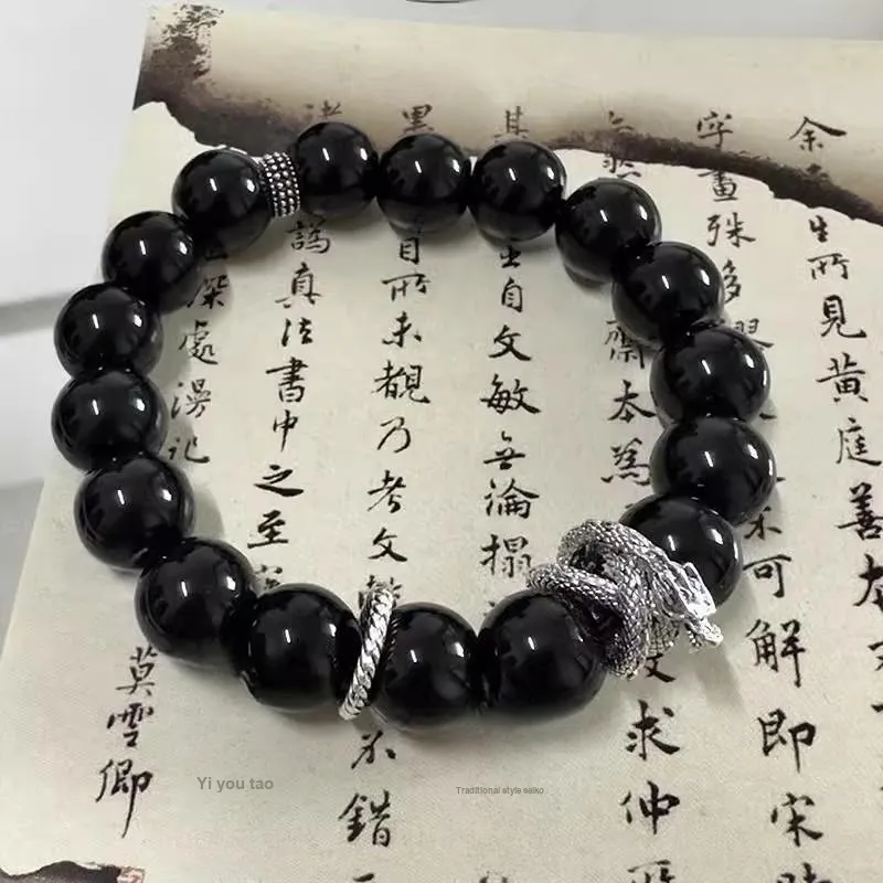 Bubble Scallops Obsidian Bracelets Unisex-5