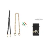 Yves Saint Laurent Perfume Box Gold-Tone Black Adjustable Strap 93-113cm+Gold-Tone Decorative Chain 30cm[Includes Modified Tool]