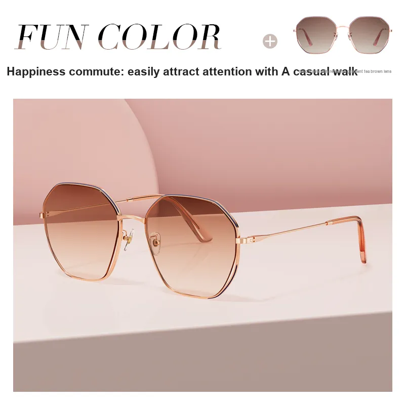 PARZIN Irregular Shape Sunglasses Women's Refined Metal Frame With Multicolor Lens 8257-4