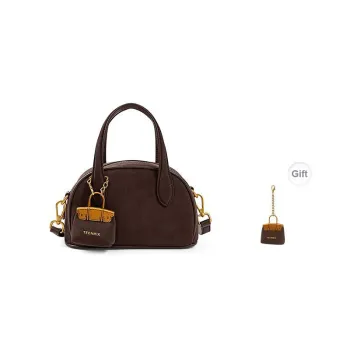 Teenmix Cow Leather Handbag, Crossbody Bag, Shoulder Bag, Bowling Bag Women's Brown/Coffee/Black