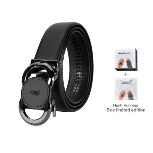 Hush Puppies Top Grain Cow Leather Belts Men's Black Width  3.5cm