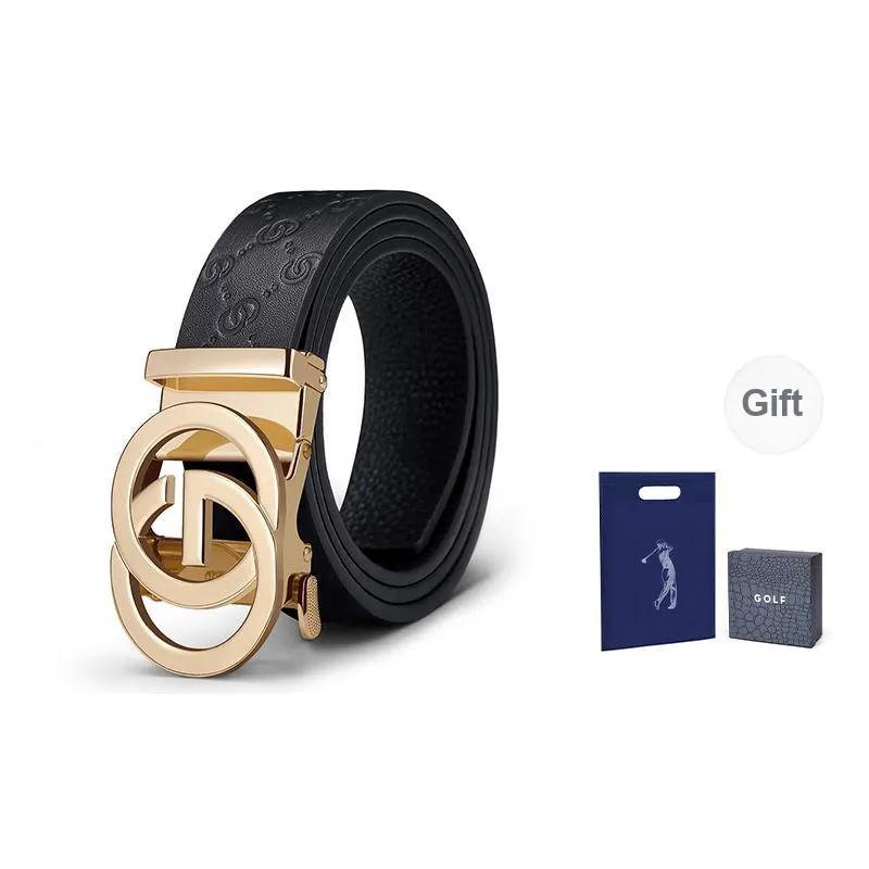 GOLF Top Grain Cow Leather Automatic Buckle Genuine Leather Belt Men's Multicolor 3.5cm-20