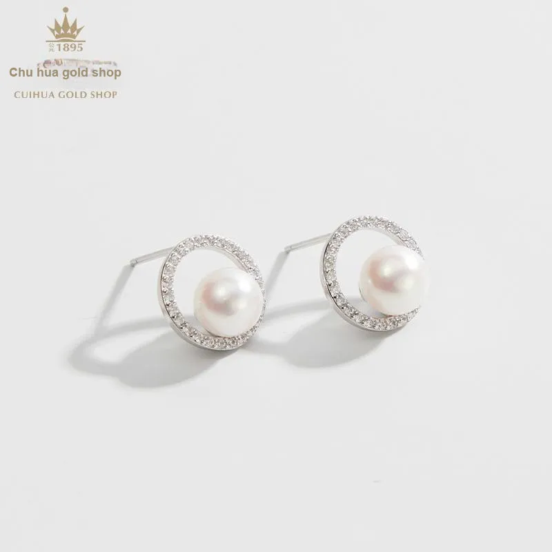 Cuihua Gold Shop Pearl Stud Earrings Women's-7