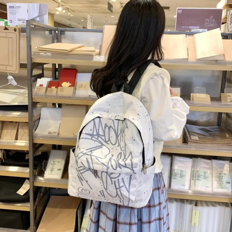 Yalu Waterproof Fabric Backpack Regular Unisex Pink Graffiti/Blue Graffiti/Gray Graffiti-14
