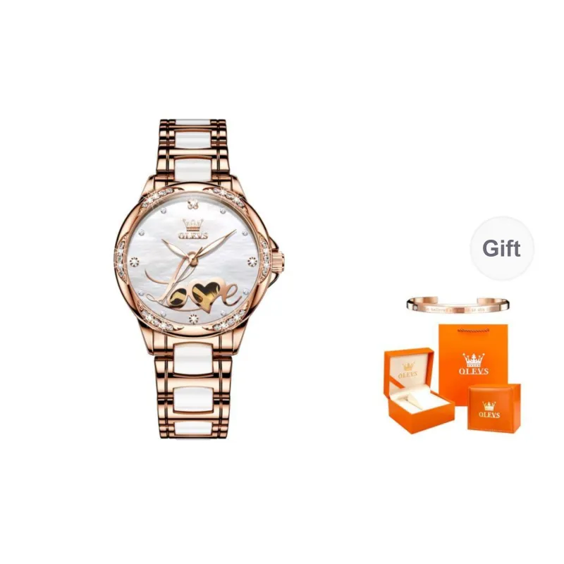 OLEVS Mechanical Movement Leather Strap Watch Women's Watch Mother of Pearl Color Watch Dial-20