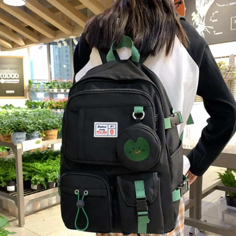 UNITE STAR Nylon Laptop Bag Backpack Regular Women's Black/Khaki/Ecru-1