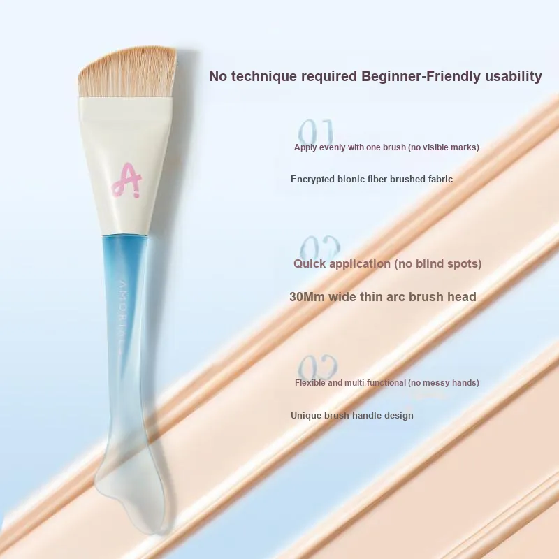 AMORTALS Fish Tail Thin Arc Foundation Brush Cleaner Tool Set Cleaning Soft Brush+50ml/Brush+65ml-2