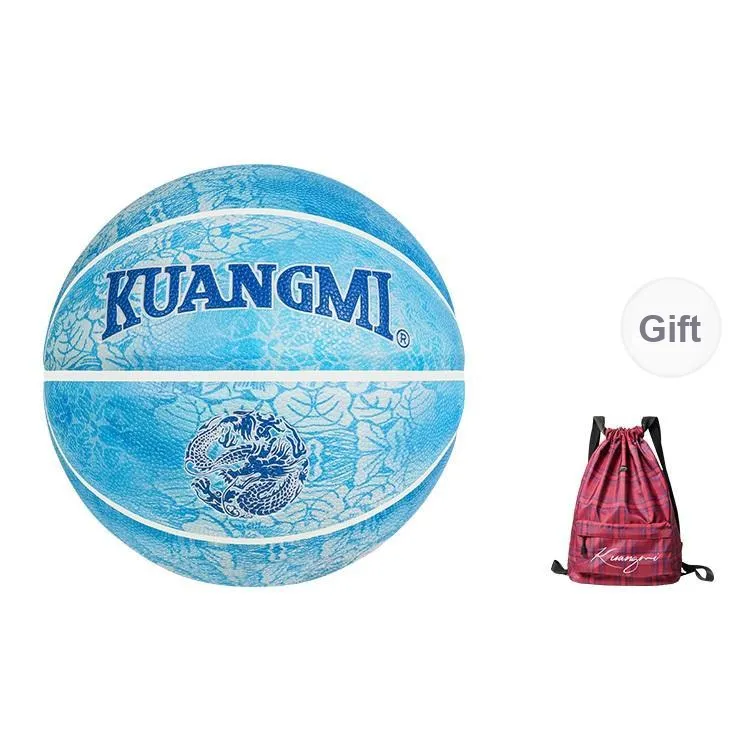 Kuangmi PU Basketball Water Wave Blue Size 7 Ball Street Unisex-13